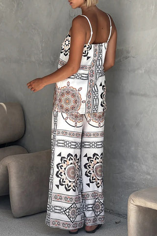 Printed Tank Top and Wide-Leg Pants Set