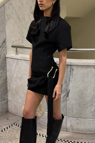 Draped Waist Casual Dress