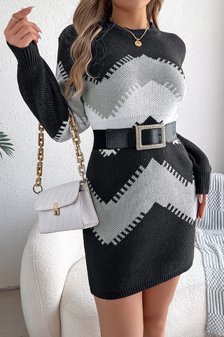 Chevron Pattern Knit Dress