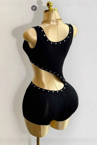 Asymmetric Tie-Front Sleeveless Romper