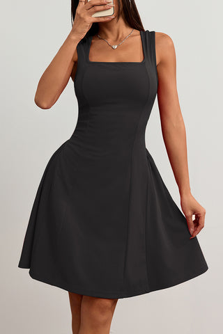 Square-Neck Flared Mini Dress