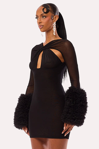 Twist-Front Long Sleeve Dress