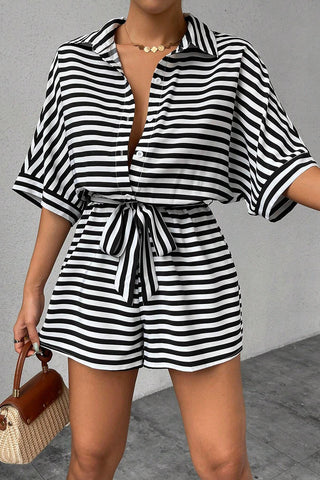 Striped Tie-Waist Romper