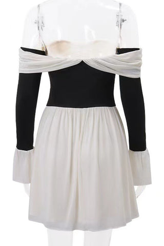 Off-Shoulder Tie-Front Casual Dress