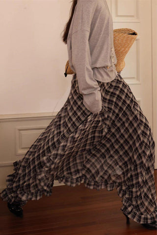 Asymmetrical Plaid Skirt