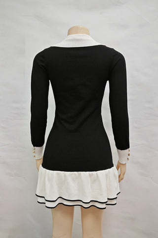 Button-Front Casual Dress with Contrast Trim