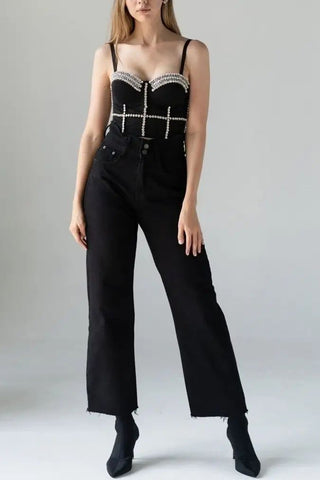 Embellished Strap Tank Top