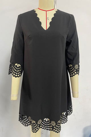 Scalloped Lace Casual Dress