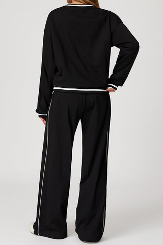 Relaxed Wide-Leg Joggers with Contrast Trim