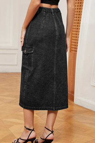 Button-Down Skirt with Slit