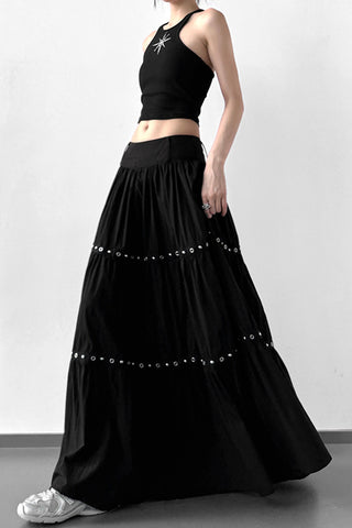 Tiered Maxi Skirt with Eyelet