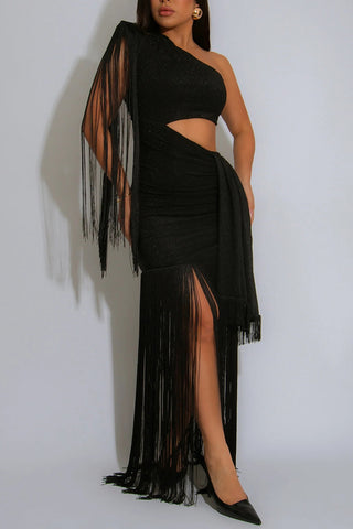 Elegant Cut-Out Fringe Casual Dress