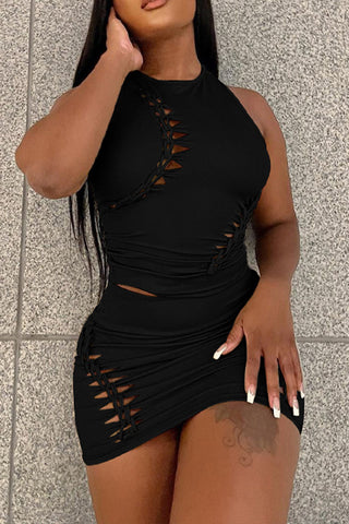 Intricate Cutout Skirt Set