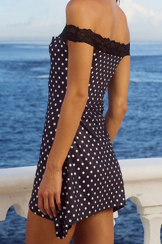 Off-Shoulder Polka Dot Casual Dress