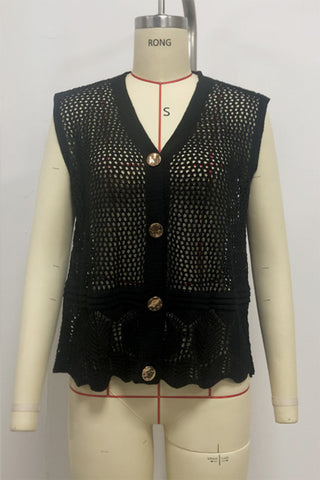 Button-Front Crochet Cover-Up