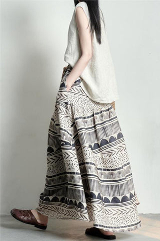Patterned Maxi Skirt with Flowing Design