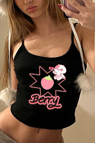 Playful Berry Graphic Tank Top