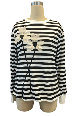 Striped Floral Applique T-Shirt
