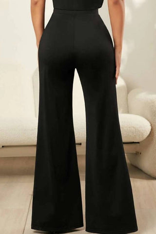 Elegant High-Waist Lace Panel Pants