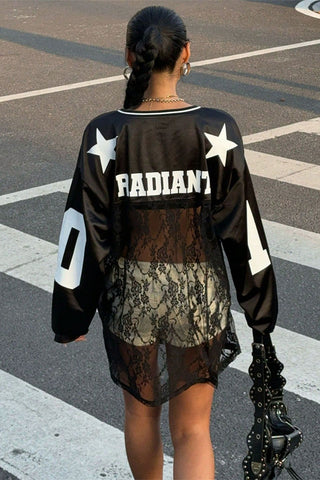 Lace Panel Long Sleeve T-Shirt