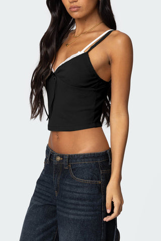 Lace-Trim Bow Accent Camisole