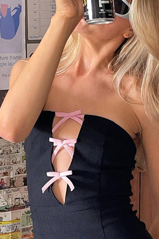 Strapless Lace-Up Mini Dress