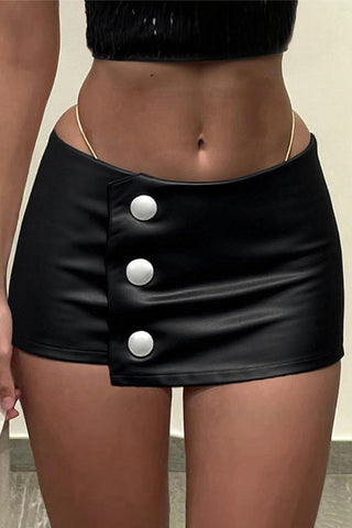 Asymmetrical Button-Accent Mini Skirt
