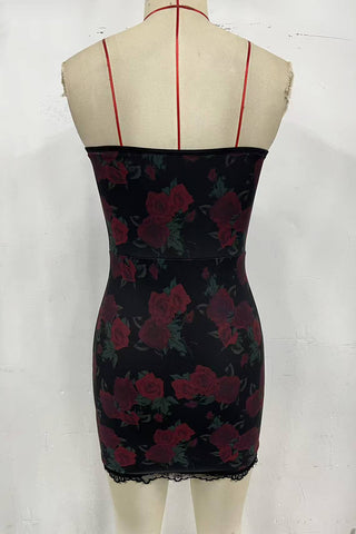 Strapless Lace Trim Mini Dress