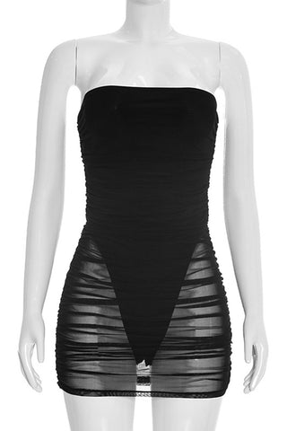 Strapless Mesh Mini Dress