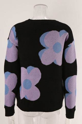 Floral Patterned Knit Sweater