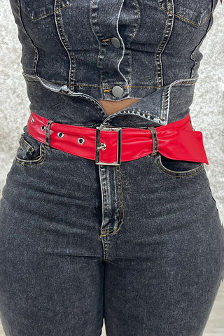 Chic Contrast Sleeve Denim Pants Set