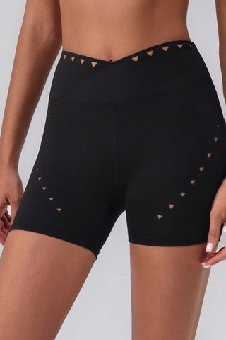 High-Waisted Laser Cut Casual Shorts