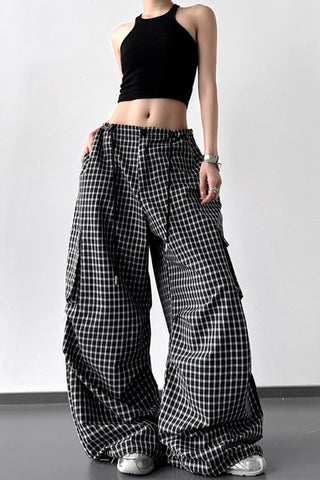 Gingham Wide-Leg Pants