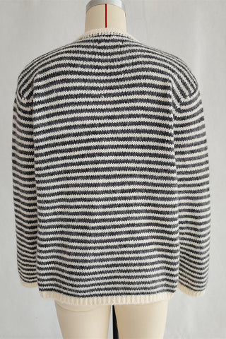 Striped Button-Front Sweater