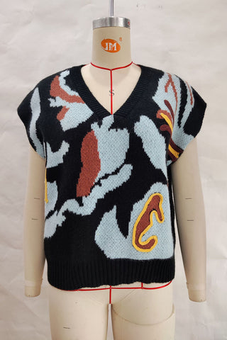 Abstract Pattern Sweater Vest