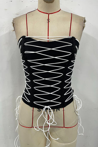 Lace-Up Corset Tank Top