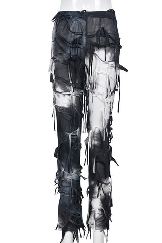 Distressed Fringe Casual Pants
