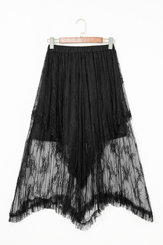Asymmetric Mesh Midi Skirt
