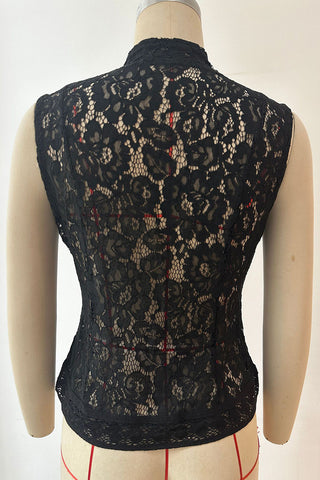 Mandarin Collar Lace Tank Top