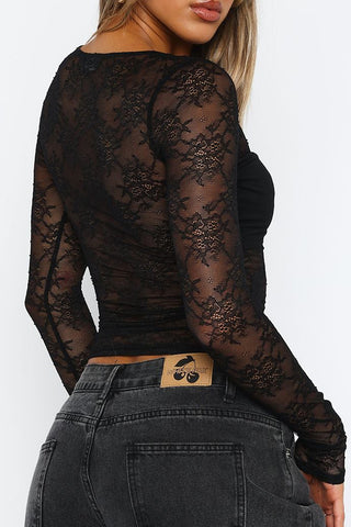 Sheer Lace Long Sleeve Top