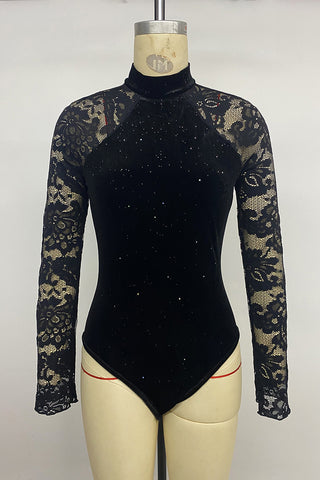 Lace Sleeve Embellished Bodysuit