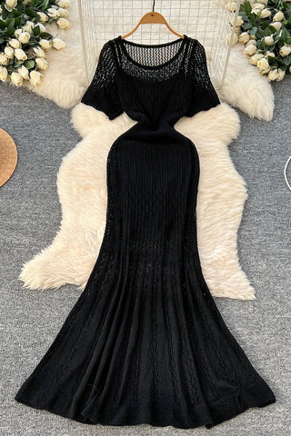Open Knit Maxi Dress with Inner Slip