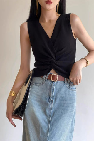 Twist Front Sleeveless Tank Top