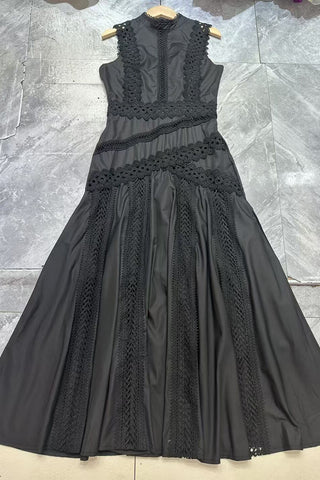 Elegant Lace Trim Vacation Dress