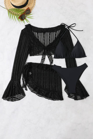 Sheer Ruffle Trim Skirt Set