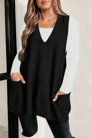 V-Neck Sweater Vest with Pockets