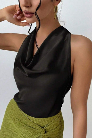 Draped Cowl Neck Tank Top