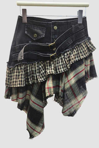 Layered Button-Front Mini Skirt