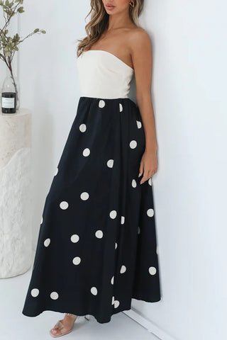 Strapless Polka Dot Casual Dress