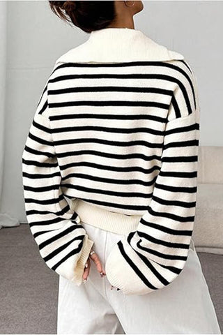 Striped Lace-Up Hoodie